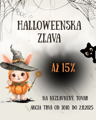 S kódom HALLOWEEN nakupujete s 15% zľavou 🎃 Akcia platí na nezľavnený tovar do nedele 2.11 (vrátane). Uchmatni si kúsky za...